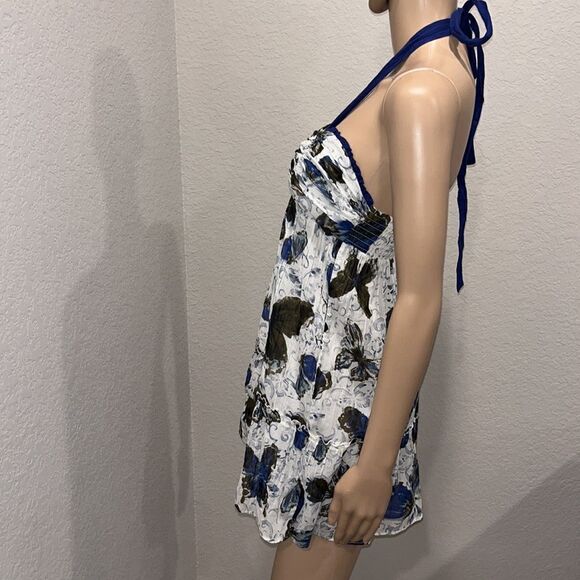 Nwt Abercrombie & Fitch blue butterfly print halter mini dress. - Picture 4 of 8
